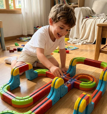 Rielo | Pista de Tren Magnética para Niños, Recargable USB